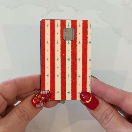 Vintage Christmas Stripes Credit Card Skin