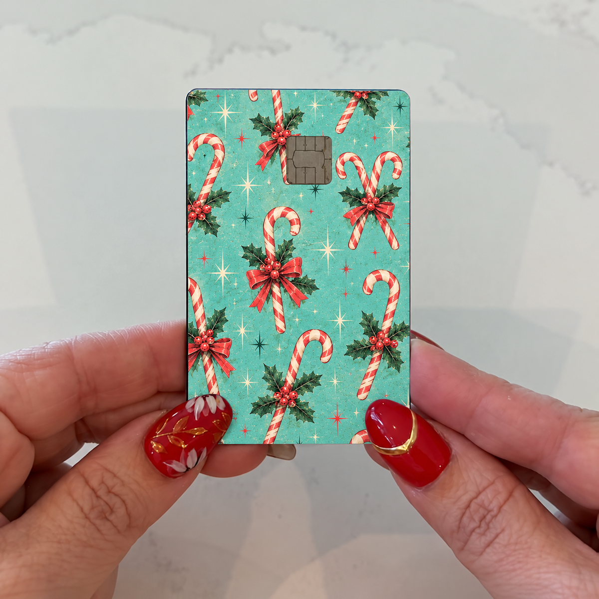 Vintage Candy Canes Credit Card Skin