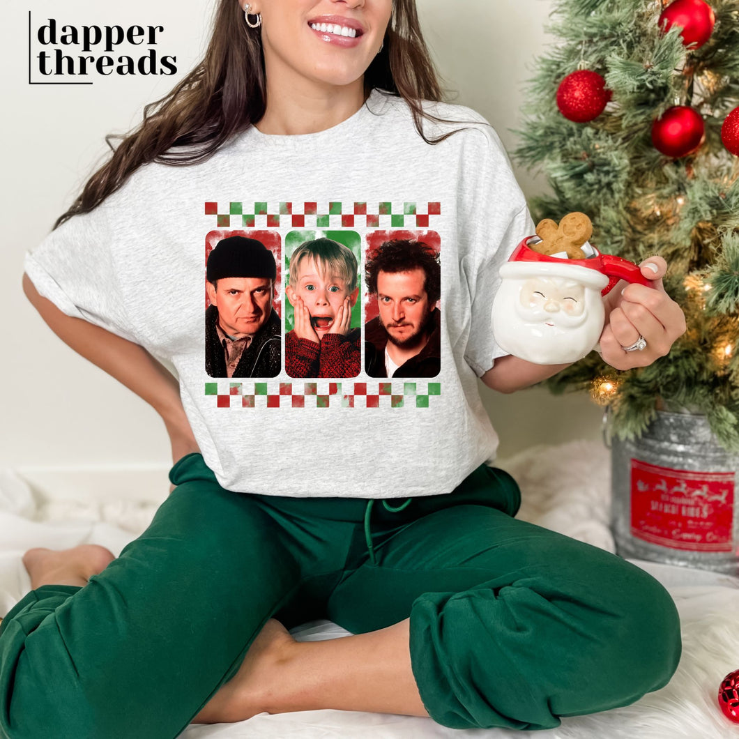 Christmas Alone Mugshots Red And Green Tee