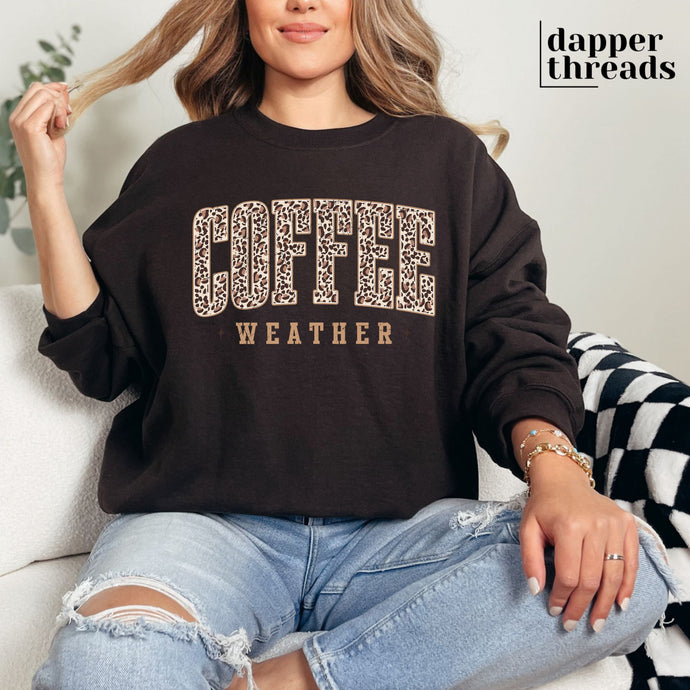 Coffee Weather Leopard Print Sweatshirt