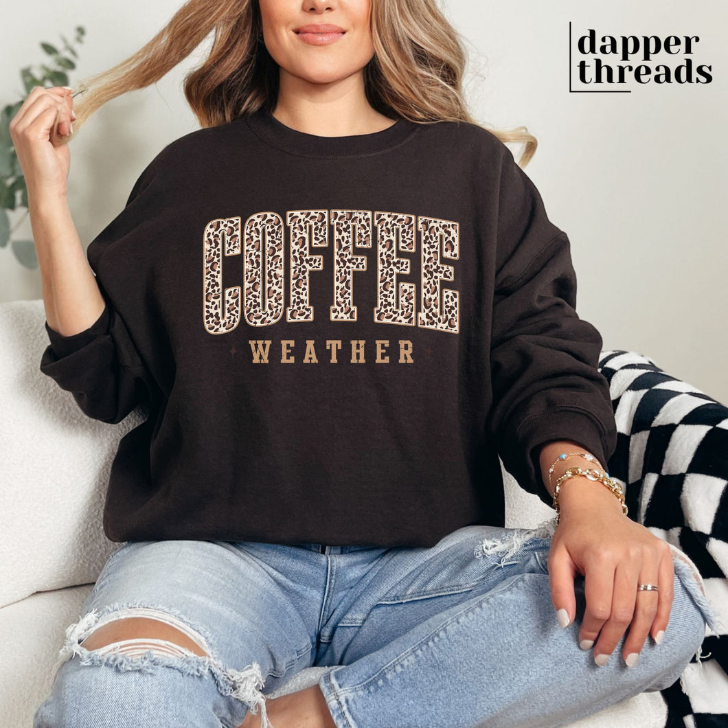 Coffee Weather Leopard Print Sweatshirt