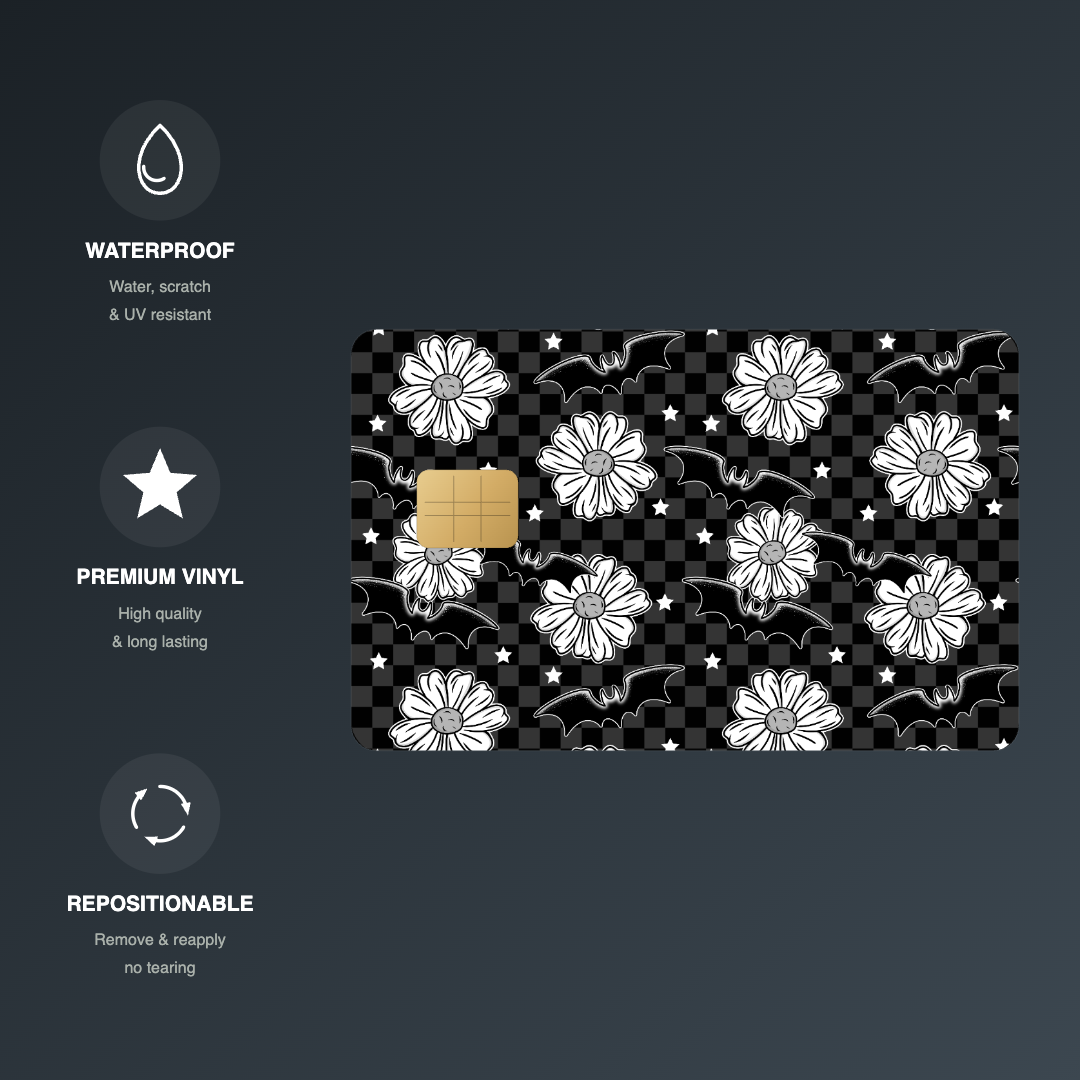 Goth Florals and Bats Credit Card Skin - FREE SHIPPING