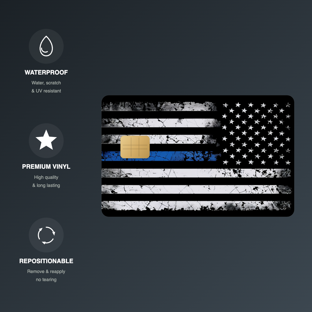 Thin Blue Line Flag Credit Card Skin - FREE SHIPPING