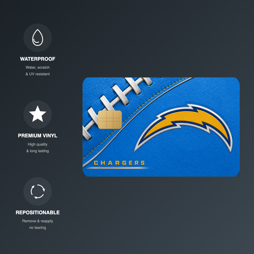 Chargers Football Credit Card Skin - FREE SHIPPING