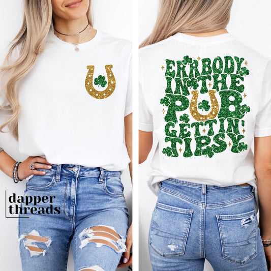 Erbody in the Pub Faux Glitter With Pocket Tee