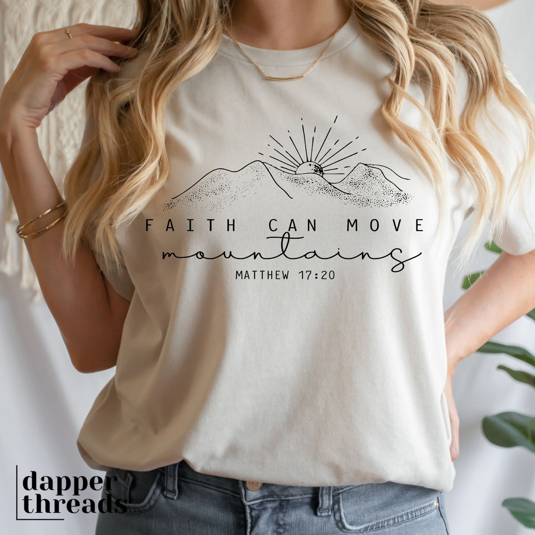 Faith Can Move Mountains Line Drawing Tee