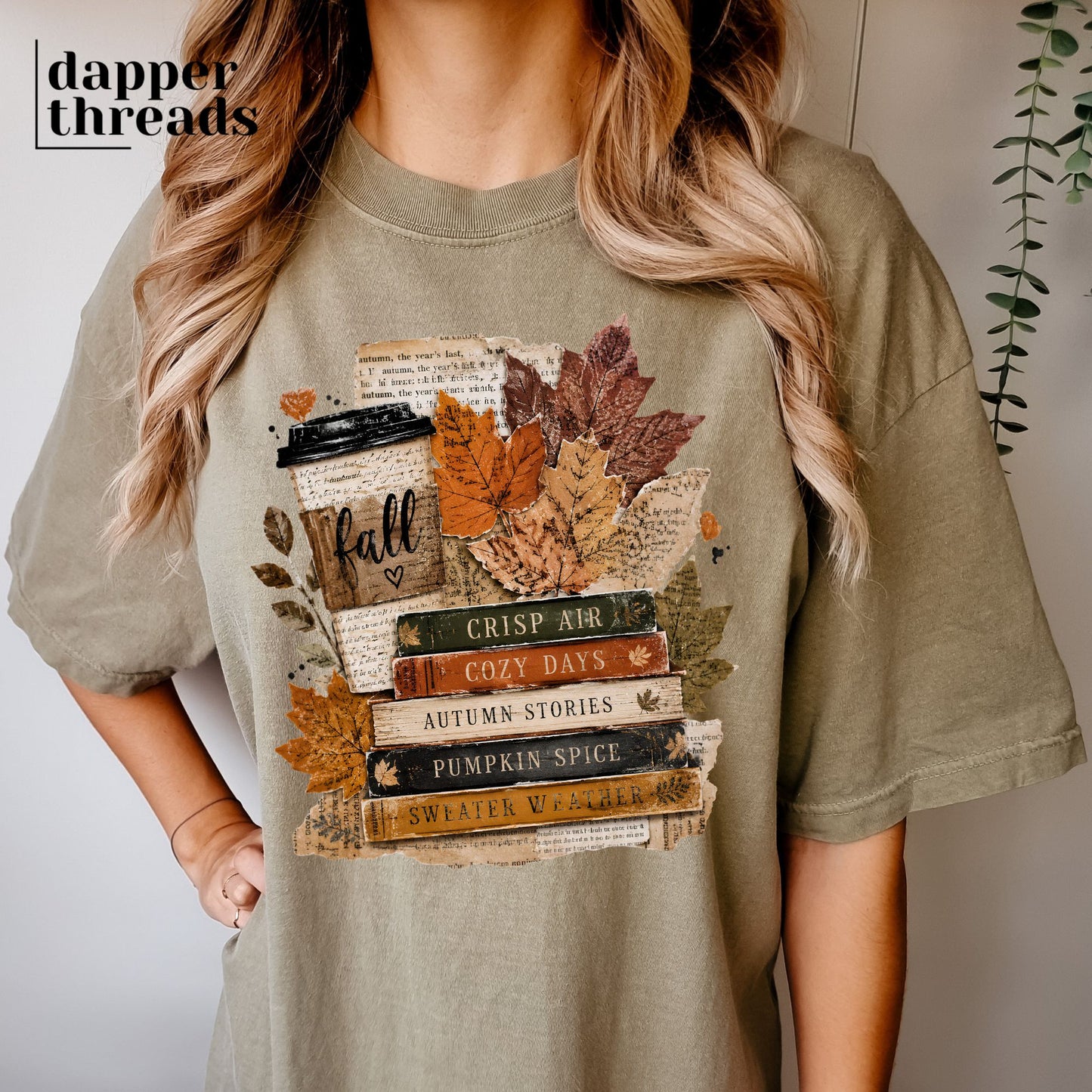 Fall Leaves Book Stack Tee