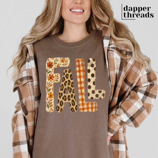 Fall Mixed Pattern Brushstrokes Tee