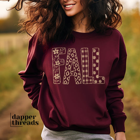 Fall Mixed Pattern Sketch Sweatshirt