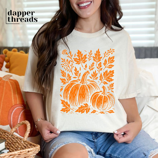 Fall Pumpkin Linocut Tee