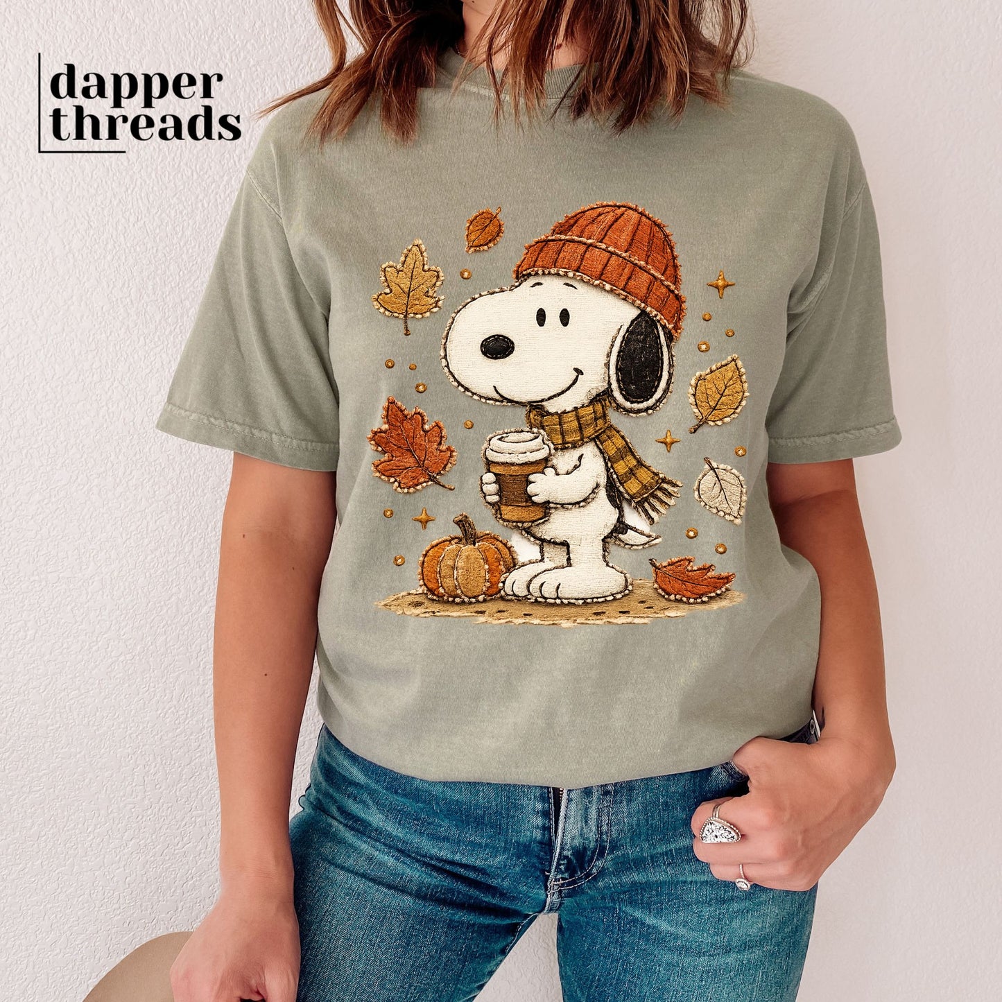 Fall Snoop Faux Embroidery Tee