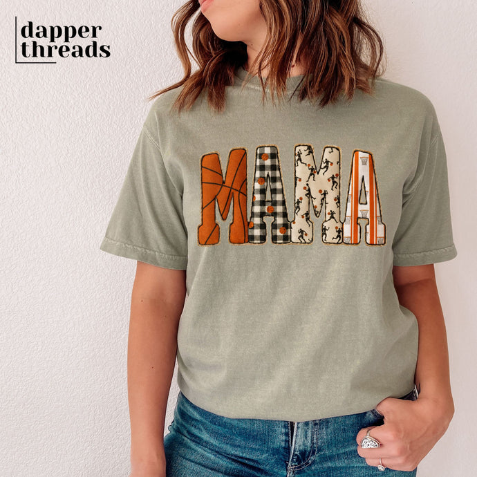 Faux Embroidery Basketball Mama Tee