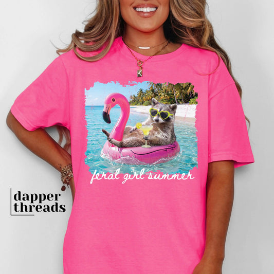 Feral Girl Summer Racoon Tee