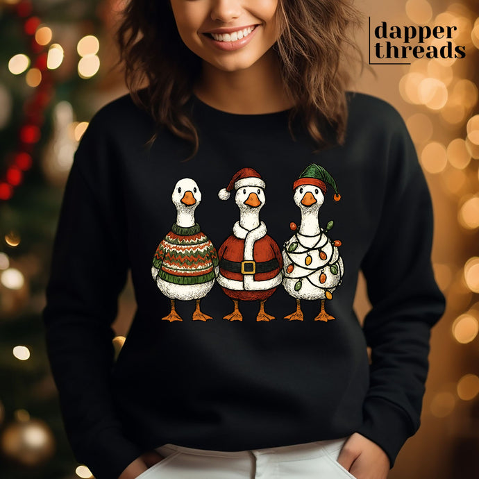 Festive Christmas Geese Sweatshirt