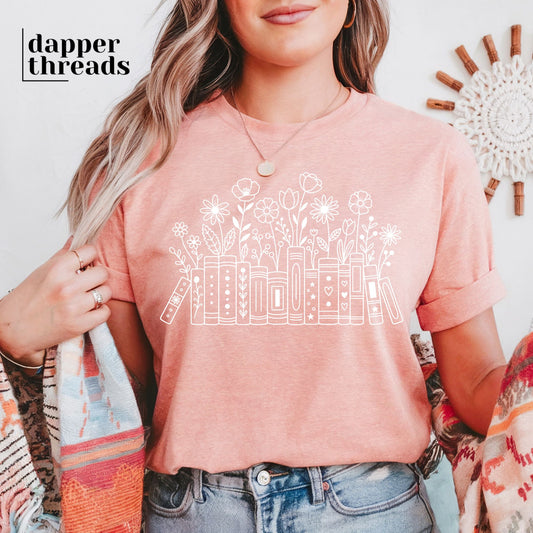Floral Book Line Tee