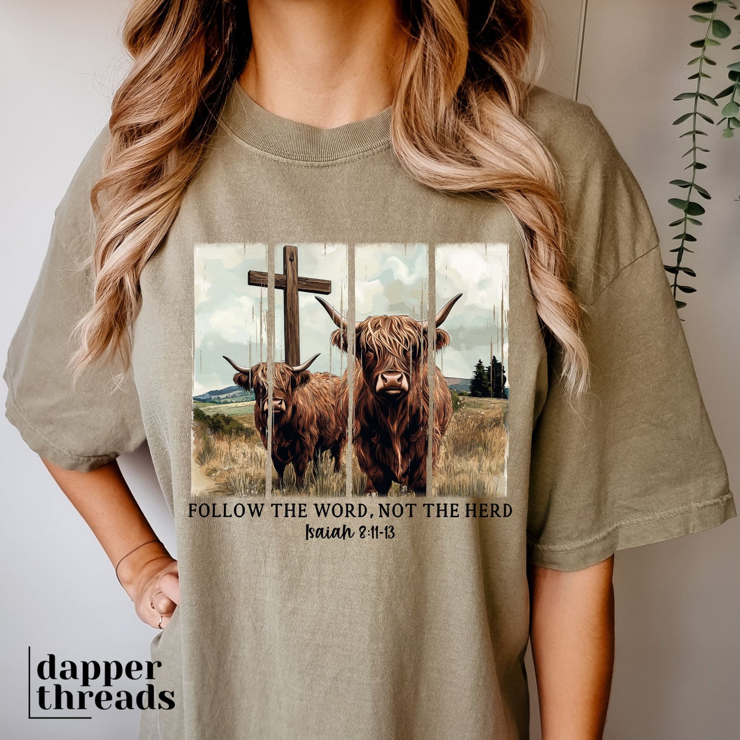 Follow The Word Highland Cow Panels Tee