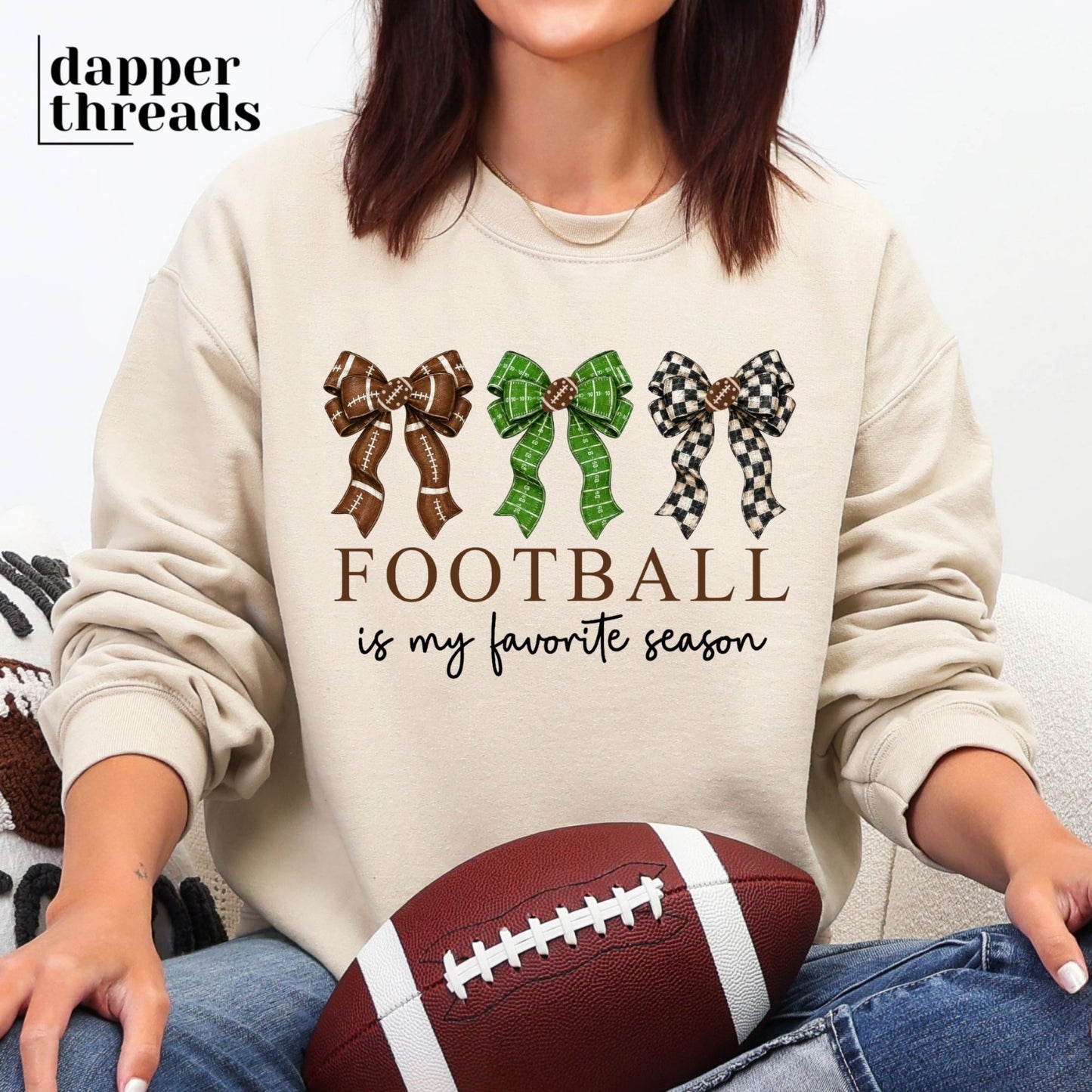 Football Is My Favorite Season Bows Sweatshirt