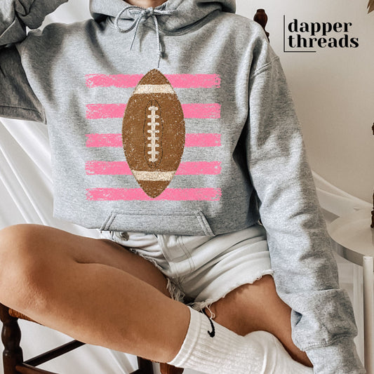 Football Pink Stripes Hoodie