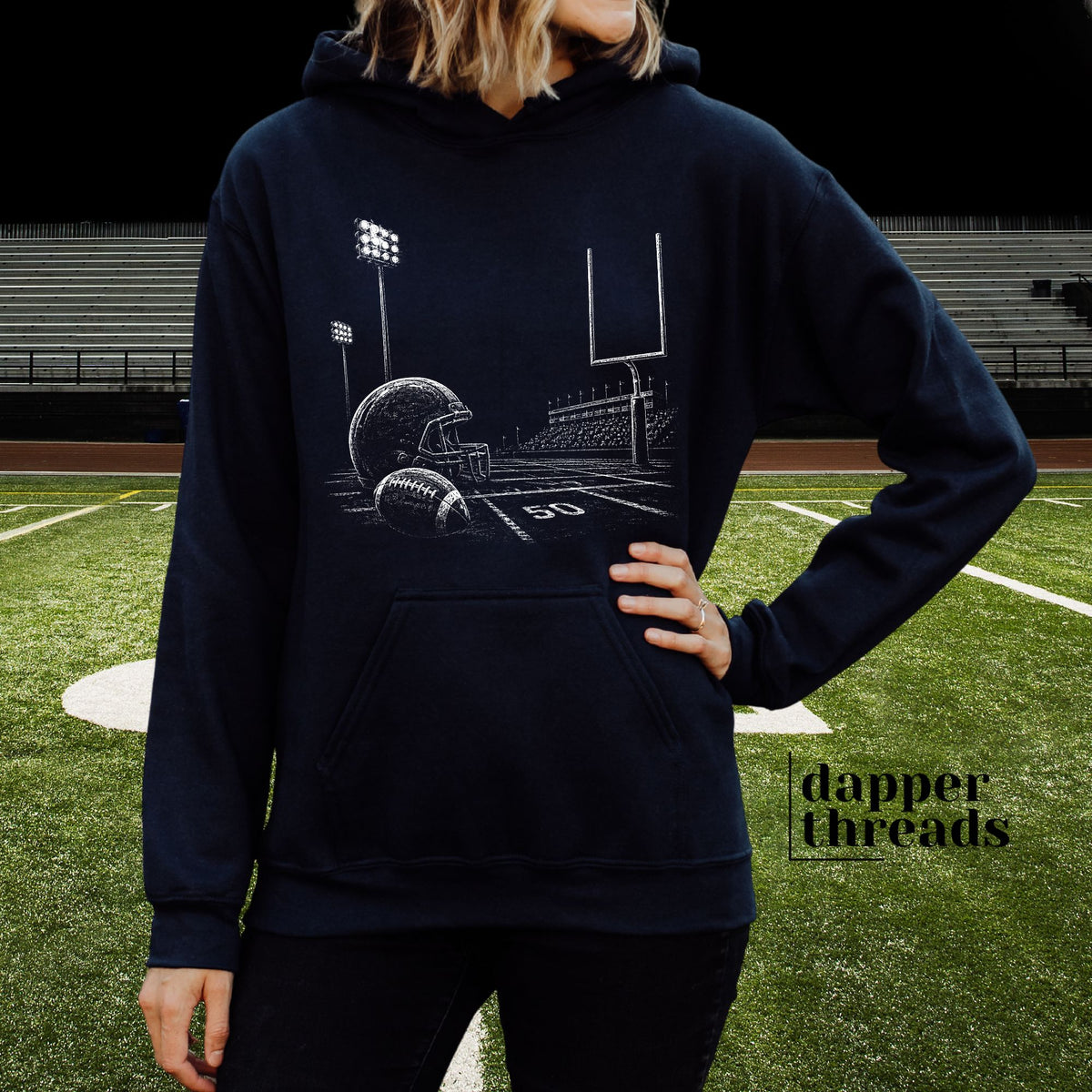 Football Stadium Lights Halftone Hoodie