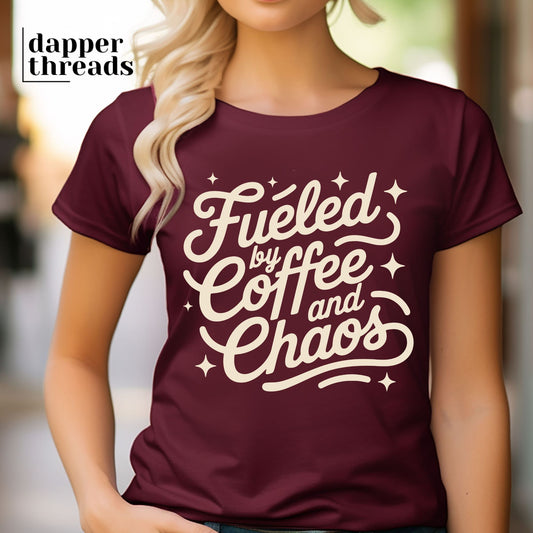 Fueled By Coffee And Chaos Sparkles Tee