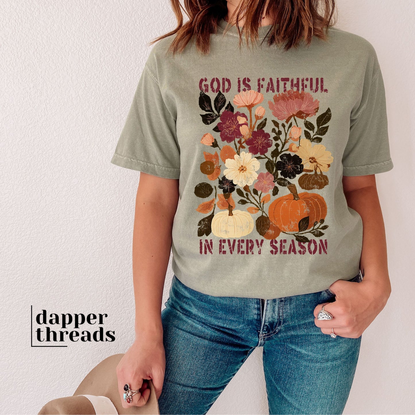 God Is Faithful In Every Season Autumn Florals Tee