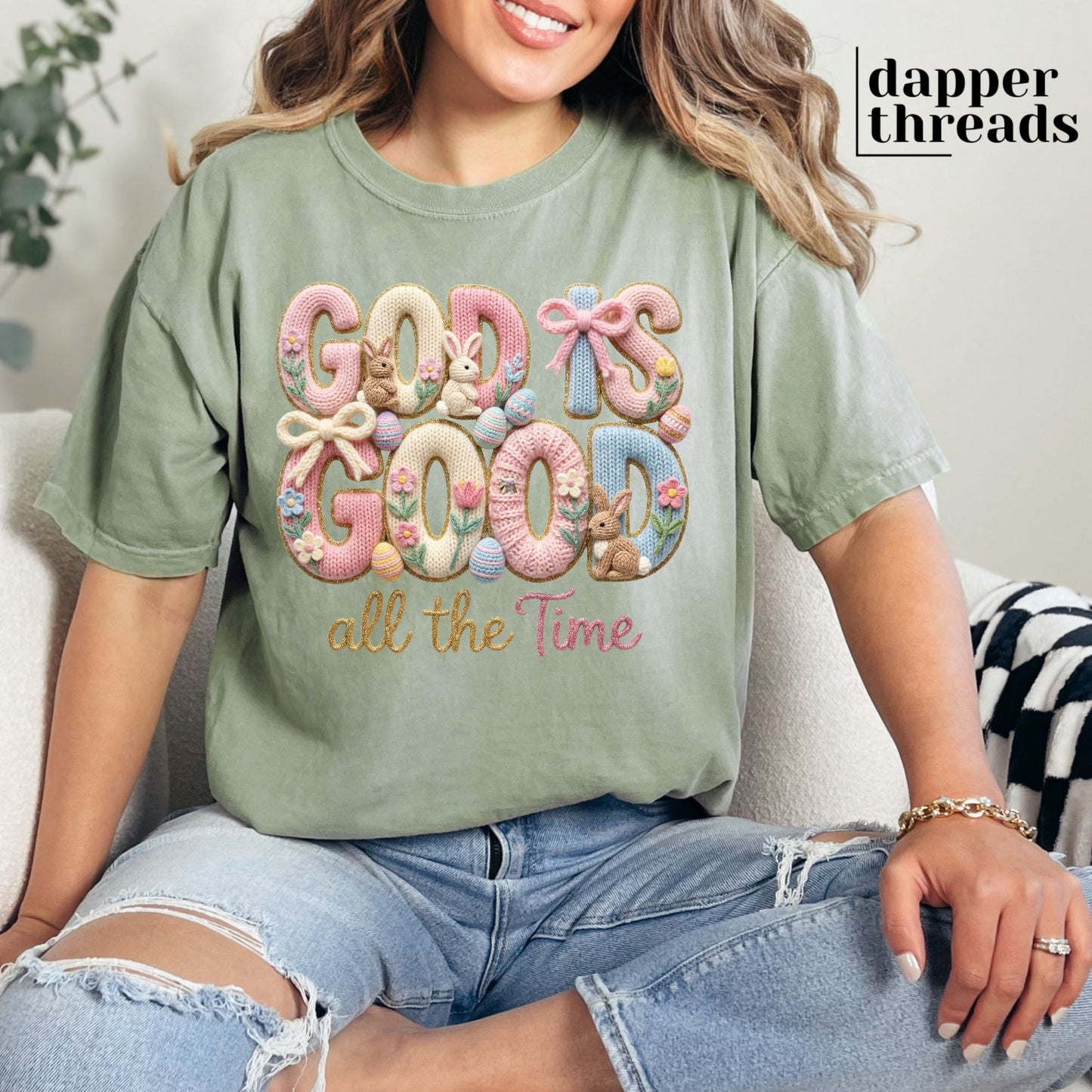 God Is Good Easter Faux Yarn Tee