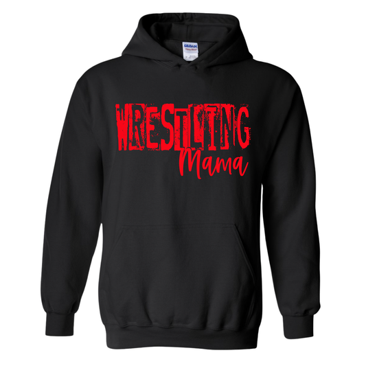 Distressed Wrestling Mama (Red Ink) Hoodie