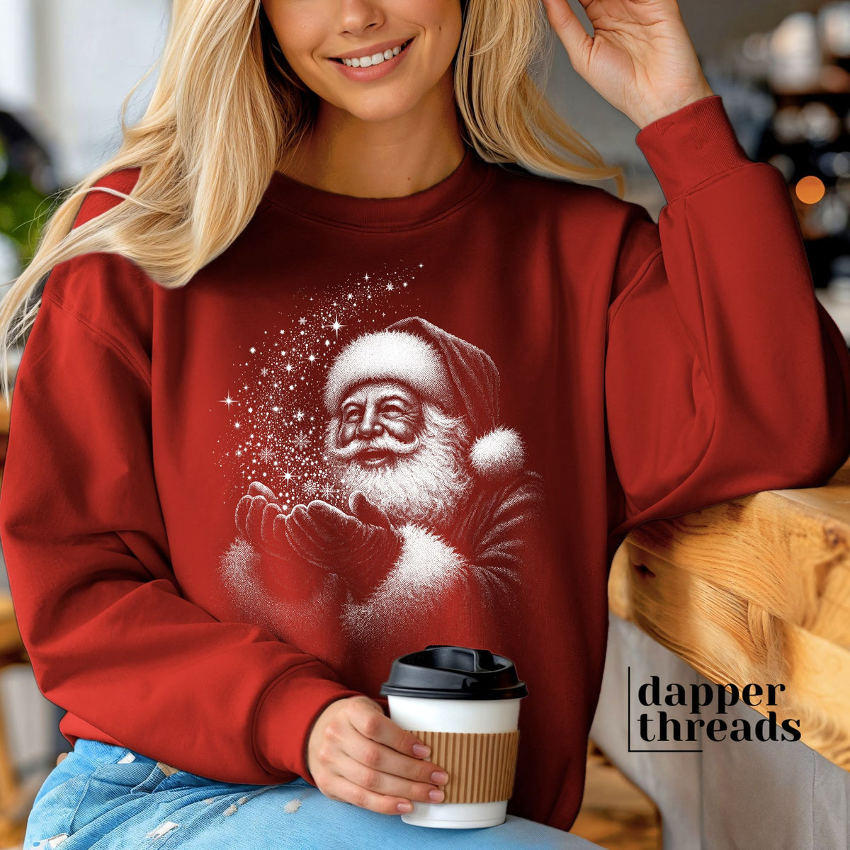 Halftone Santa Snow Magic Sweatshirt