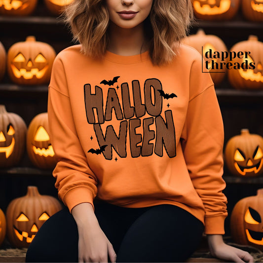 Halloween Stripes And Bats Sweatshirt