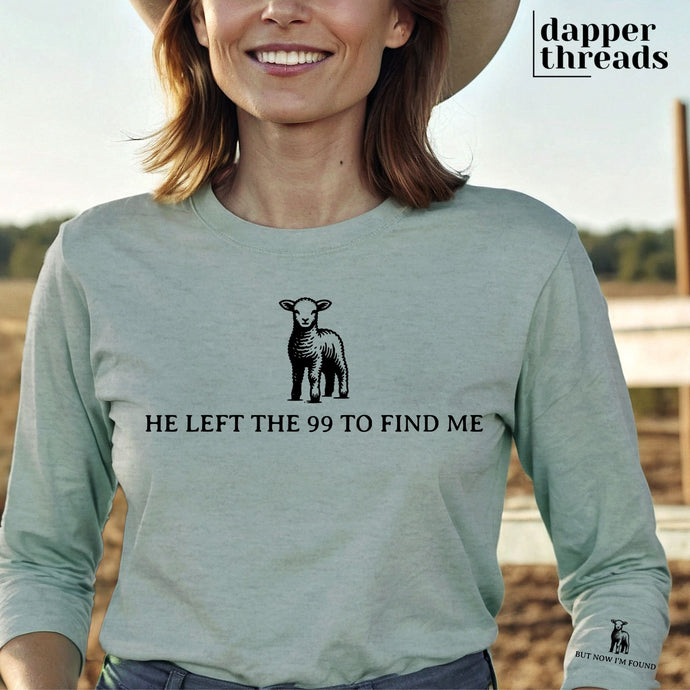 He Left The 99 To Find Me With Sleeve Accent Long-Sleeve Tee