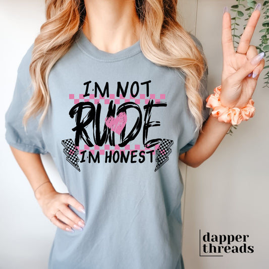 I'm Not Rude I'm Honest Checkered Tee