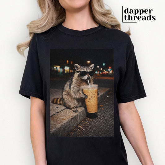 Iced Coffee Raccoon Tee