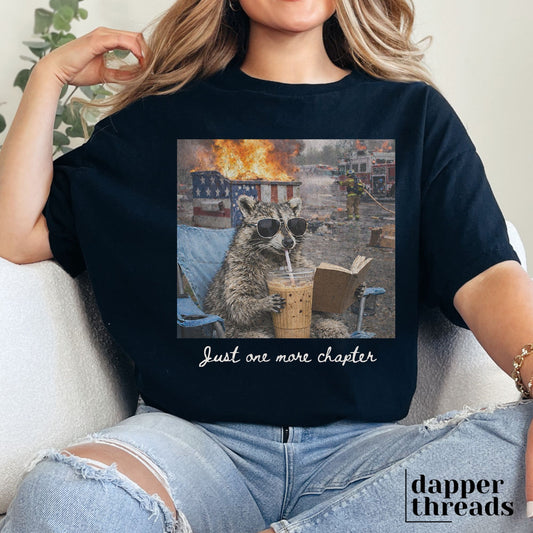 Just One More Chapter Raccoon Tee