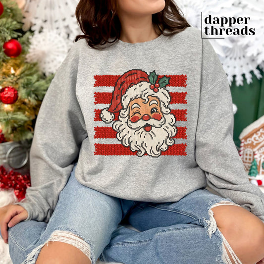 Knitted Striped Santa Sweatshirt
