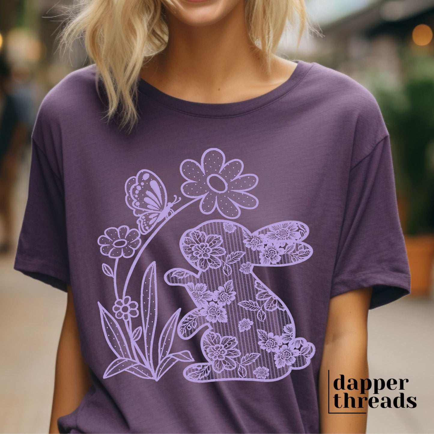 Lace Bunny And Flowers Tee
