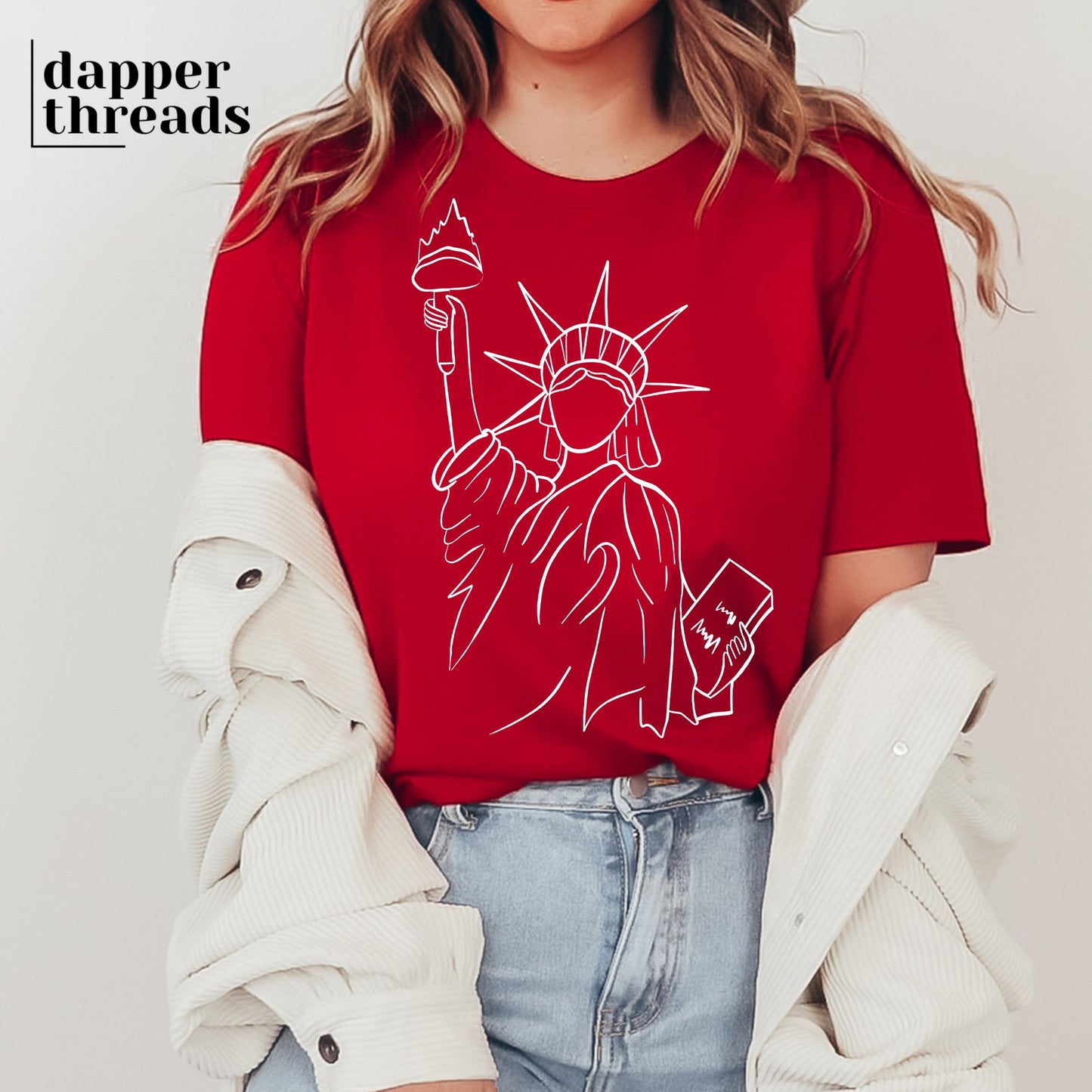 Lady Liberty Line Drawing Tee