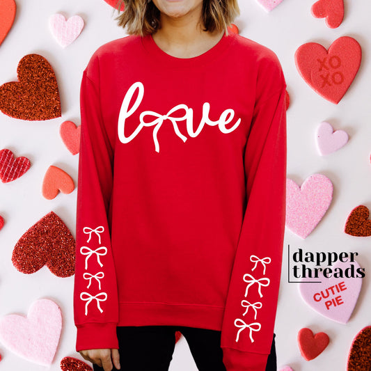 Love Bows With Sleeve Accents Sweatshirt