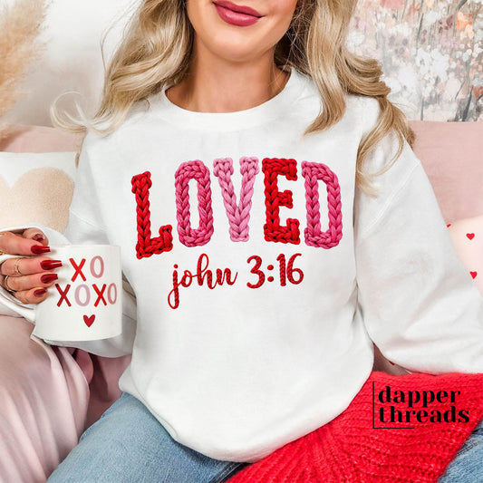Loved John 3-16 Faux Yarn Sweatshirt
