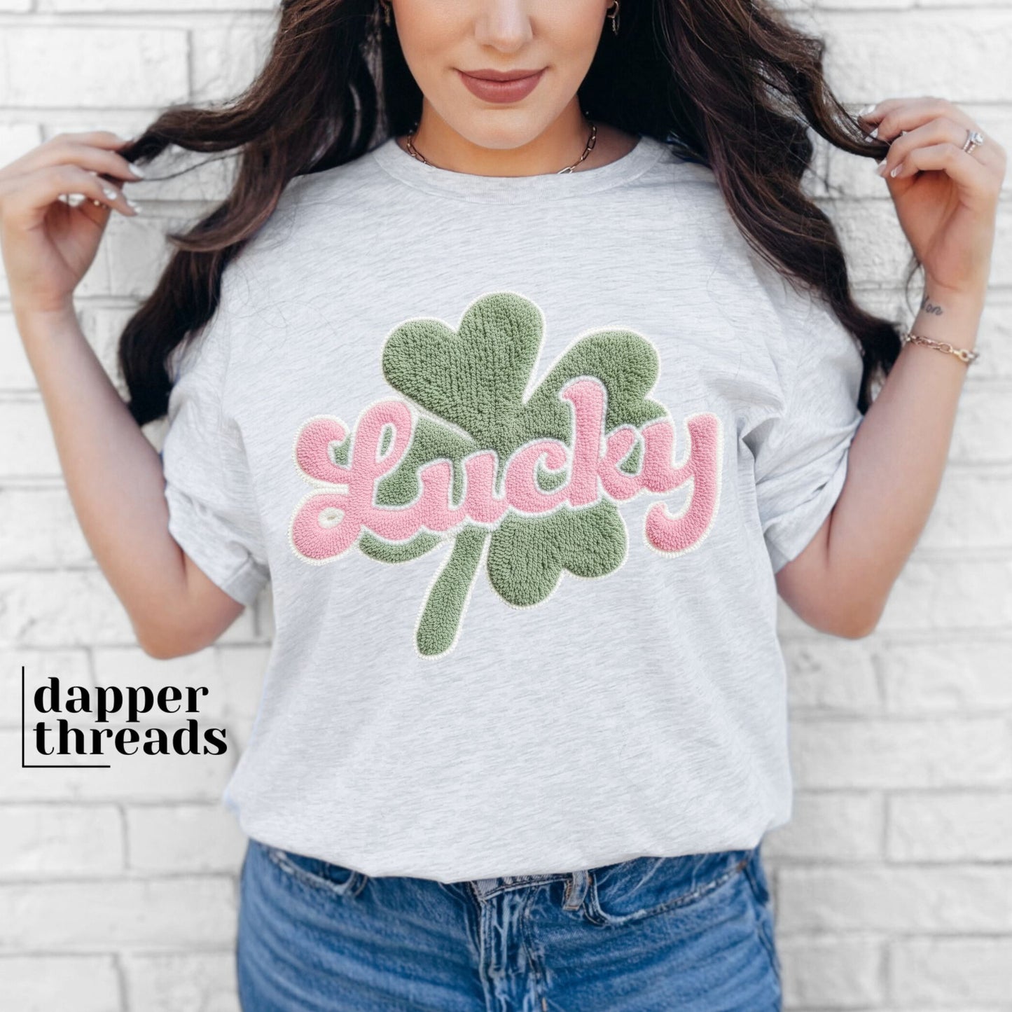 Lucky Shamrock Faux Chenile Tee