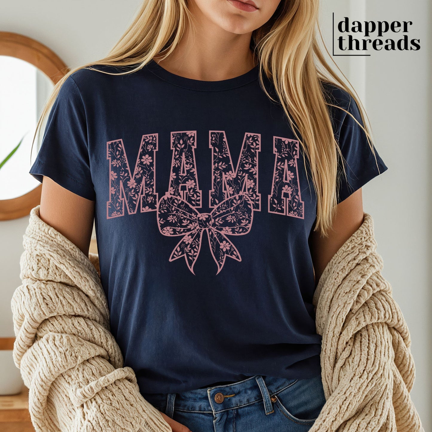 Mama Floral Print Coquette Tee