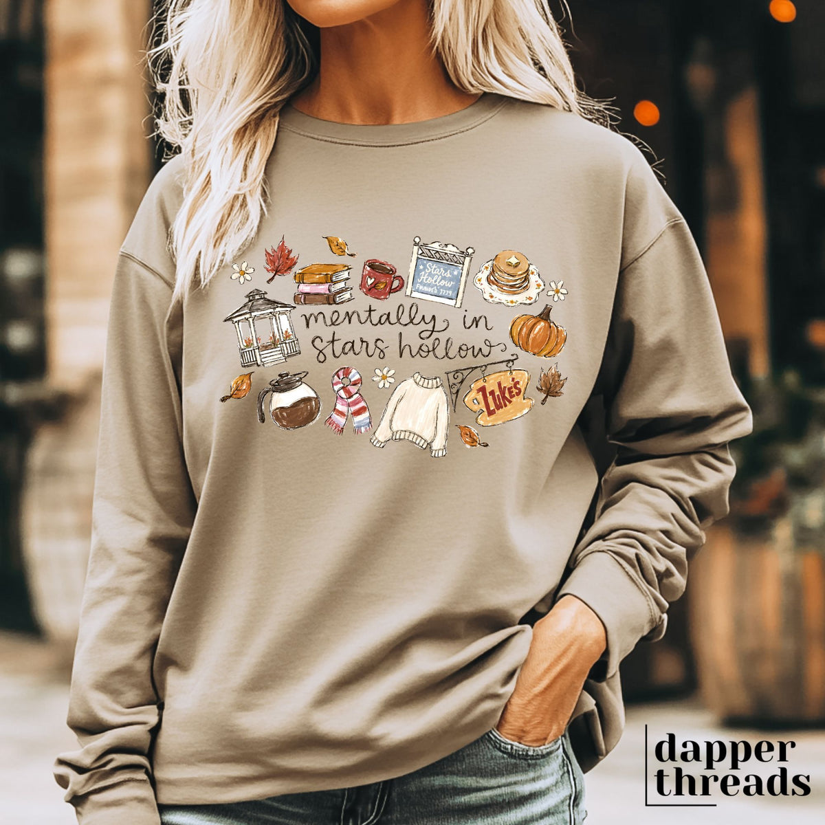 Mentally In Stars Hollow Doodles Long Sleeve Tee