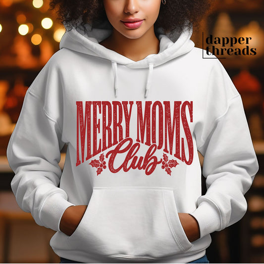 Merry Moms Club Distressed Hoodie