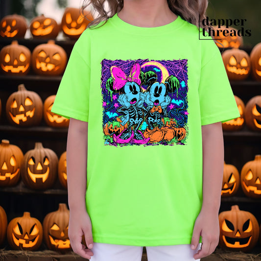 Neon Skeleton MickE MinnE Tee