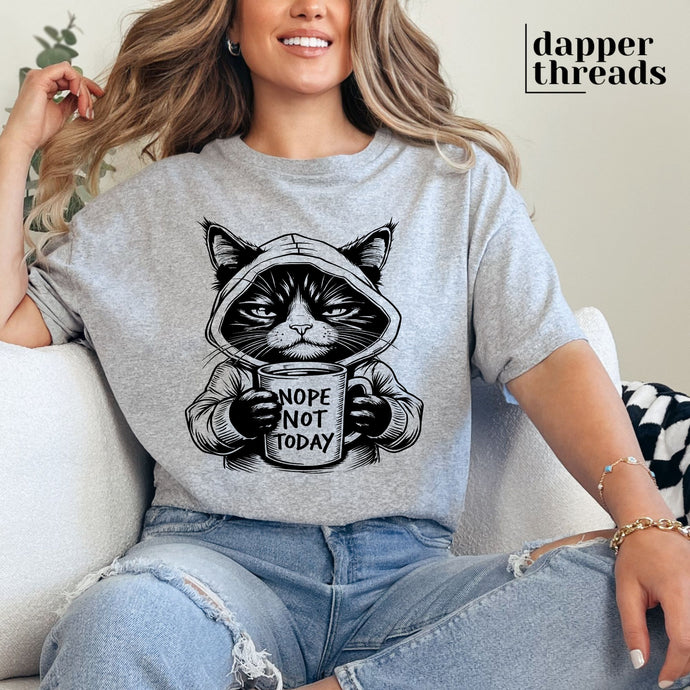 Nope Not Today Tired Cat Tee
