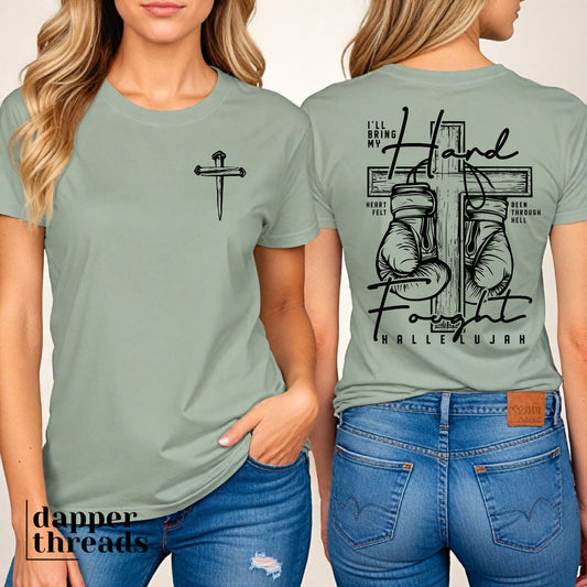 Hard Fought Hallelujah Boxing Gloves With Pocket Accent Tee