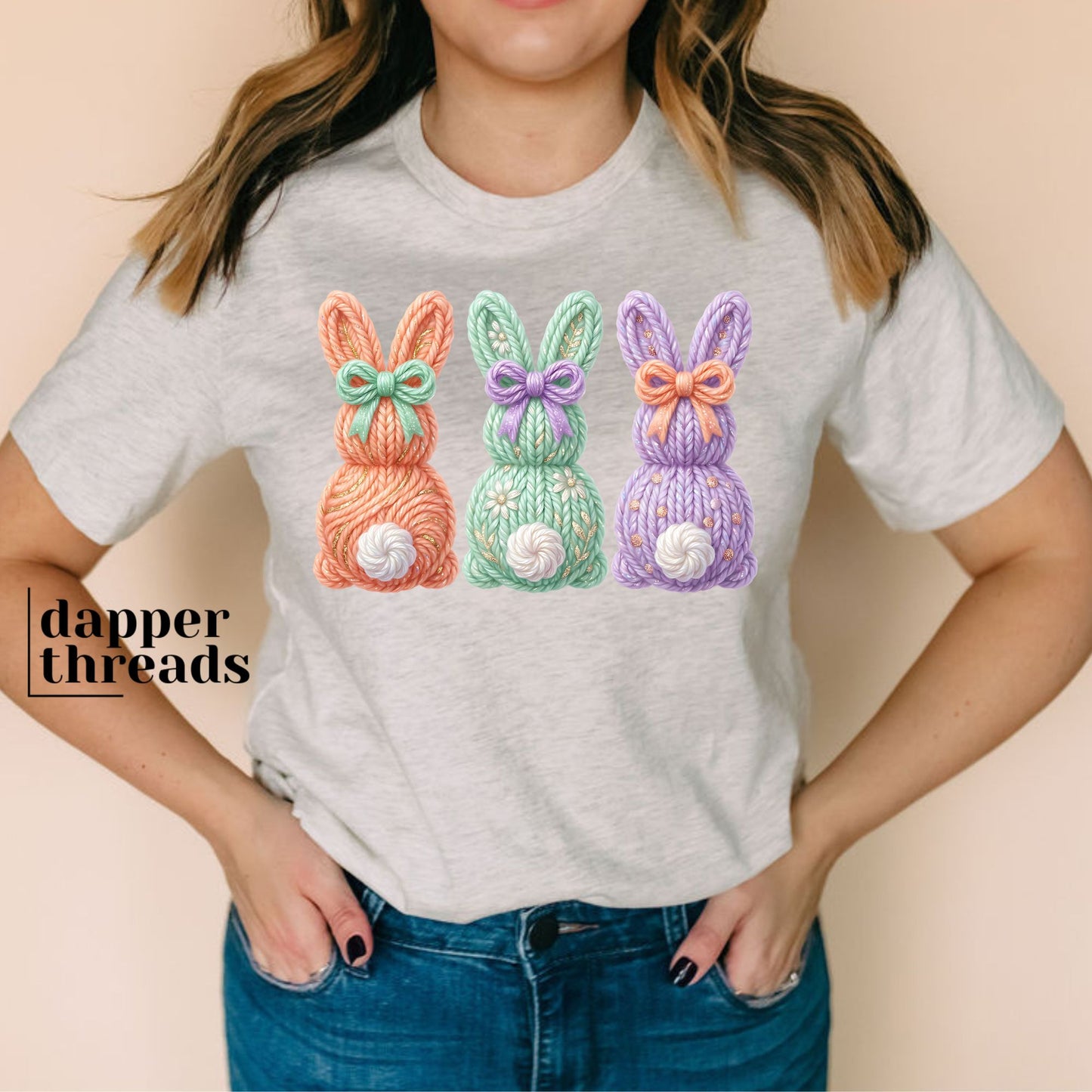 Pastel Yarn Easter Bunnies Tee