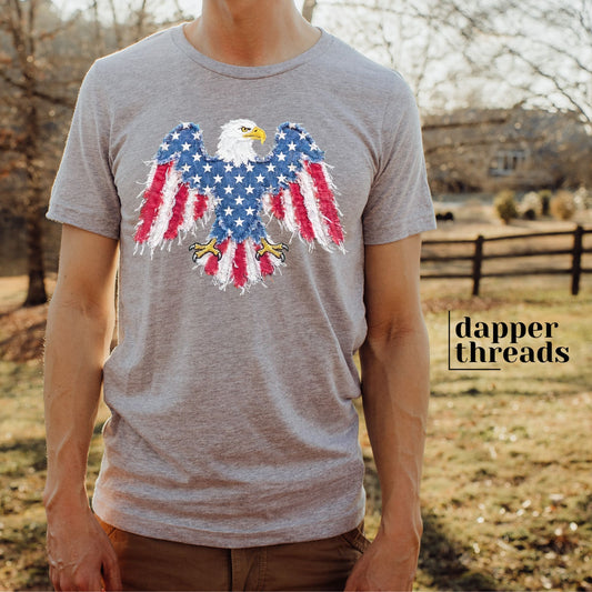 Patriotic Eagle Faux Denim Tee