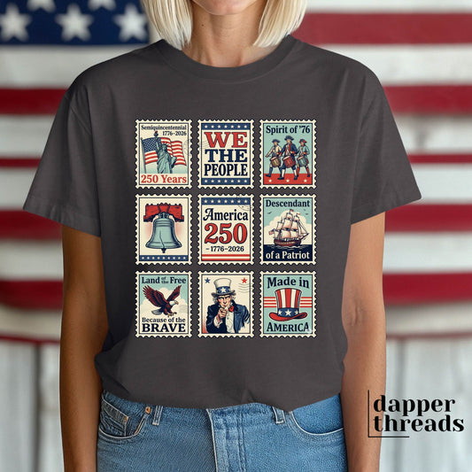 Patriotic Postage Stamp Collage Tee