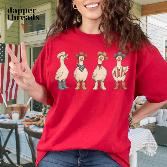 Patriotic Western Geese Tee