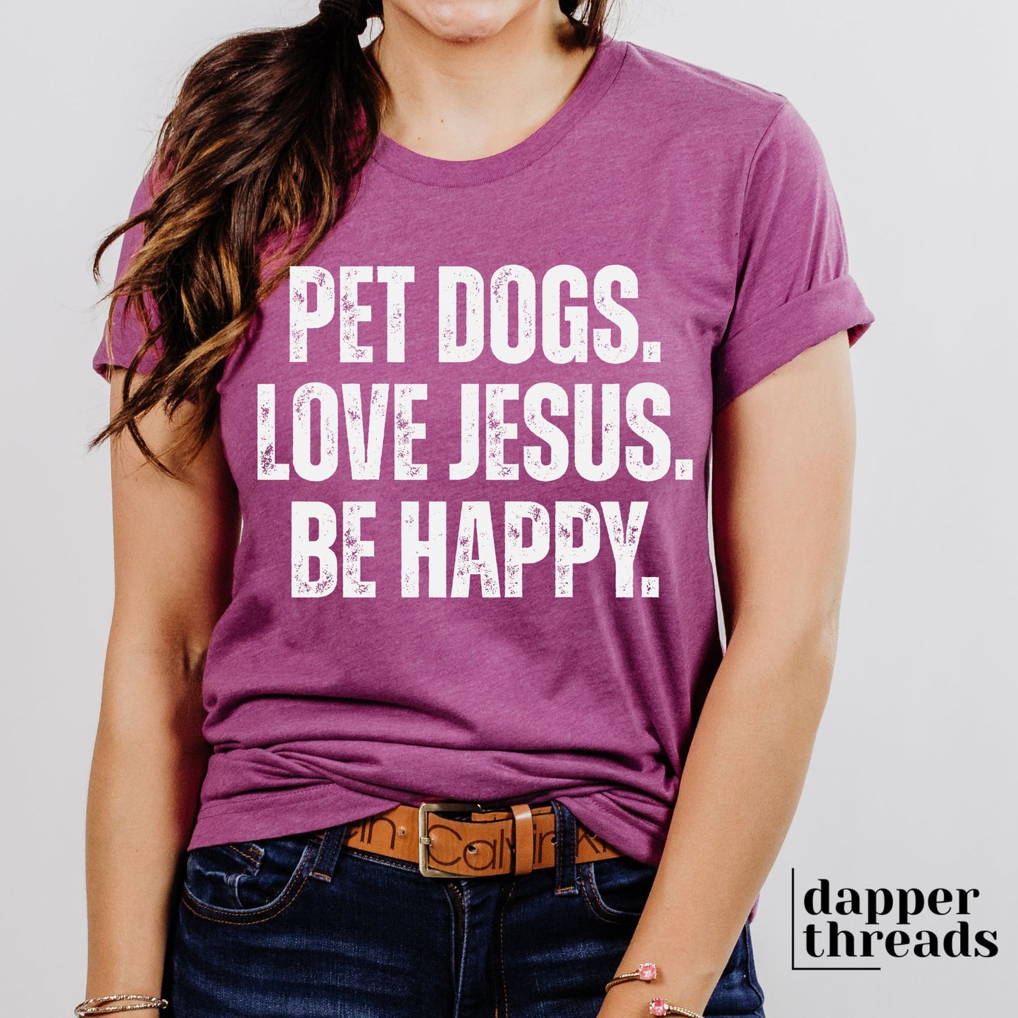 Pet Dogs Love Jesus Distressed Tee